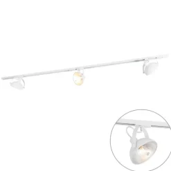 QAZQA 1-Phasiges Schienensystem mit 3 verstellbaren Strahlern weiß - Magnax