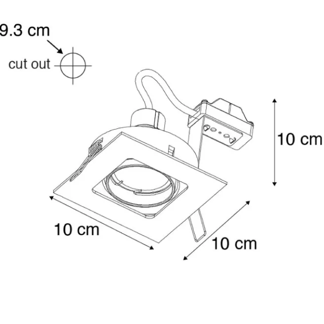 QAZQA Quadratischer Einbauspot schwarz schwenk- und neigbar - Artemis