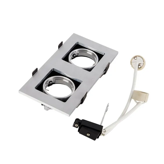 QAZQA Rechteckiger Einbauspot aus 2-flammigem Aluminium - Qure