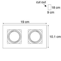 QAZQA Rechteckiger Einbauspot aus 2-flammigem Aluminium - Qure