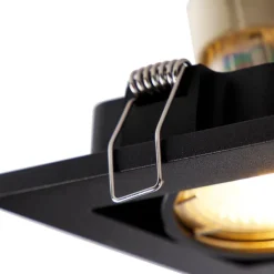 QAZQA Rechteckiger Einbauspot 2-flammig schwarz - Qure