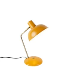 QAZQA Retro Tischlampe gelb mit Bronze - Milou