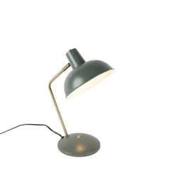 QAZQA Retro Tischlampe grün mit Bronze - Milou