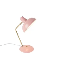 QAZQA Retro Tischlampe pink mit Bronze - Milou
