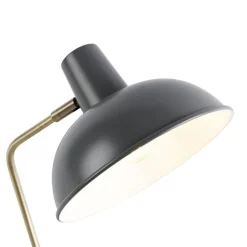 QAZQA Retro Tischlampe taupe mit Bronze - Milou
