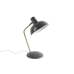 QAZQA Retro Tischlampe taupe mit Bronze - Milou