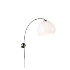 QAZQA Retro Wandbogenlampe aus Stahl mit weißem Schirm verstellbar