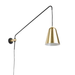QAZQA Retro Wandleuchte Gold / Messing mit Schirm - Demi