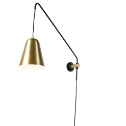 QAZQA Retro Wandleuchte Gold / Messing mit Schirm - Demi