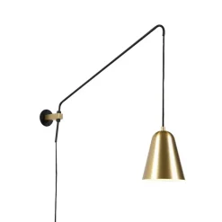 QAZQA Retro Wandleuchte Gold / Messing mit Schirm - Demi