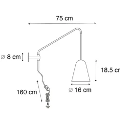 QAZQA Retro Wandleuchte Gold / Messing mit Schirm - Demi