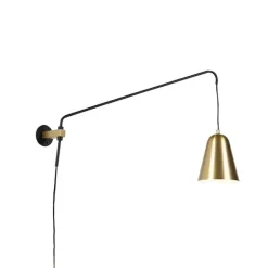 QAZQA Retro Wandleuchte Gold / Messing mit Schirm - Demi