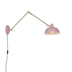 QAZQA Retro Wandleuchte Stahl Rosa mit Bronze - Milou