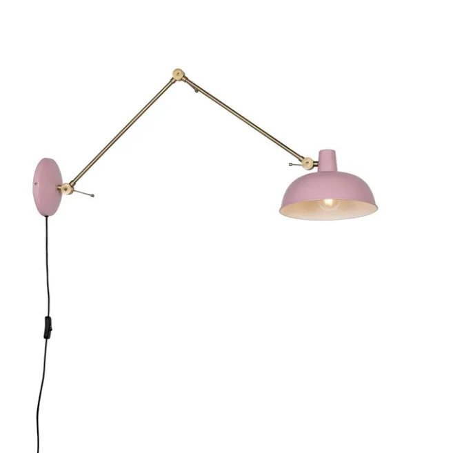 QAZQA Retro Wandleuchte Stahl Rosa mit Bronze - Milou