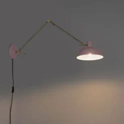 QAZQA Retro Wandleuchte Stahl Rosa mit Bronze - Milou