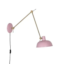 QAZQA Retro Wandleuchte Stahl Rosa mit Bronze - Milou