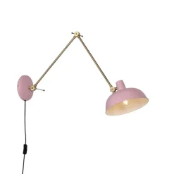 QAZQA Retro Wandleuchte Stahl Rosa mit Bronze - Milou