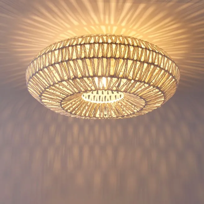 Kinder QAZQA Retro-Deckenleuchte weiß Seil rund - Lina