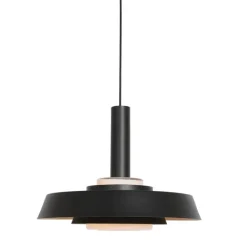 Anne Light & Home Retro-Pendelleuchte Schwarz und Gold mit Glas-Innenleben - Flinter
