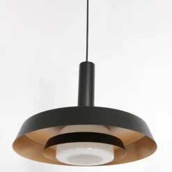 Anne Light & Home Retro-Pendelleuchte Schwarz und Gold mit Glas-Innenleben - Flinter