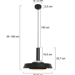 Anne Light & Home Retro-Pendelleuchte Schwarz und Gold mit Glas-Innenleben - Flinter