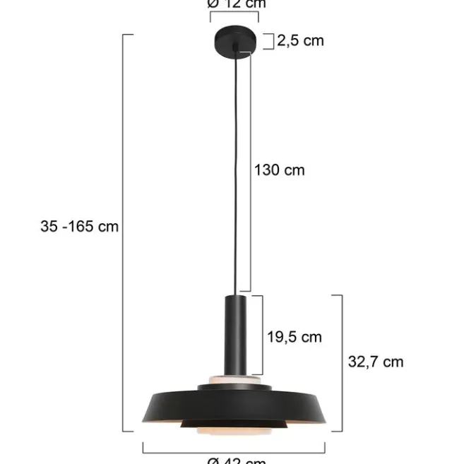 Anne Light & Home Retro-Pendelleuchte Schwarz und Gold mit Glas-Innenleben - Flinter