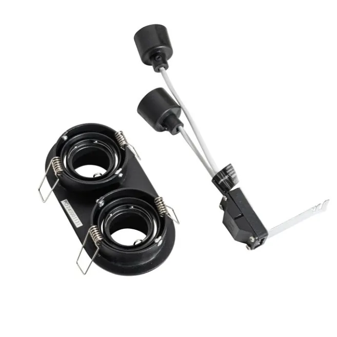 QAZQA Runde Einbauleuchte schwarz GU10 35mm schwenkbar 2-flammig - Installa