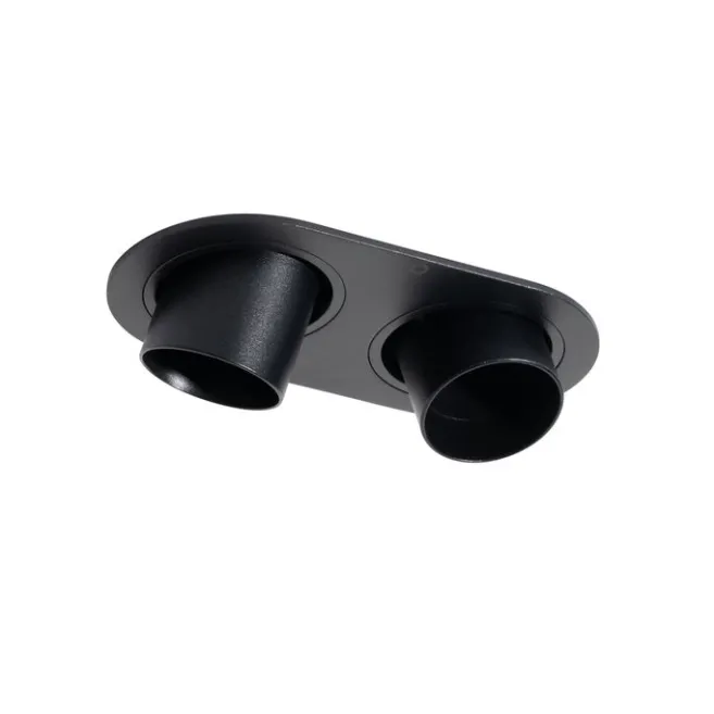 QAZQA Runde Einbauleuchte schwarz GU10 35mm schwenkbar 2-flammig - Installa