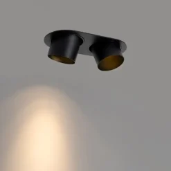 QAZQA Runde Einbauleuchte schwarz GU10 70mm schwenkbar 2-flammig - Installa