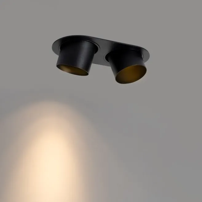 QAZQA Runde Einbauleuchte schwarz GU10 70mm schwenkbar 2-flammig - Installa