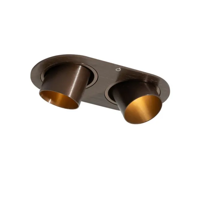 QAZQA Runder Einbau-Strahler Dunkelbronze GU10 35mm schwenkbar 2-flammig - Installa