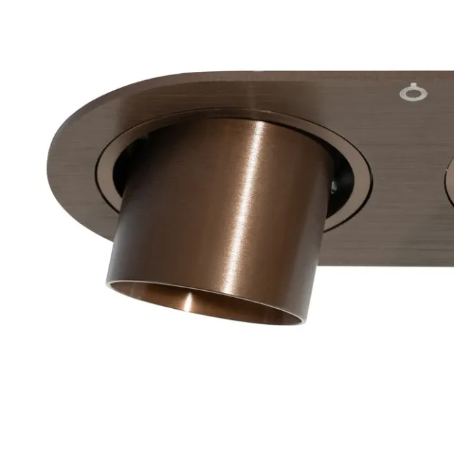 QAZQA Runder Einbau-Strahler Dunkelbronze GU10 35mm schwenkbar 2-flammig - Installa