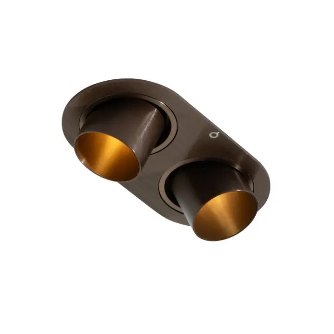 QAZQA Runder Einbau-Strahler Dunkelbronze GU10 35mm schwenkbar 2-flammig - Installa