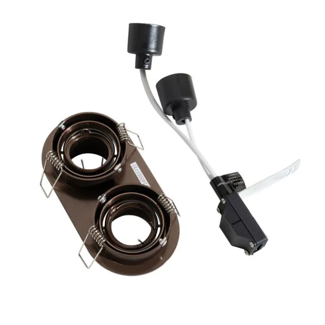 QAZQA Runder Einbau-Strahler Dunkelbronze GU10 35mm schwenkbar 2-flammig - Installa