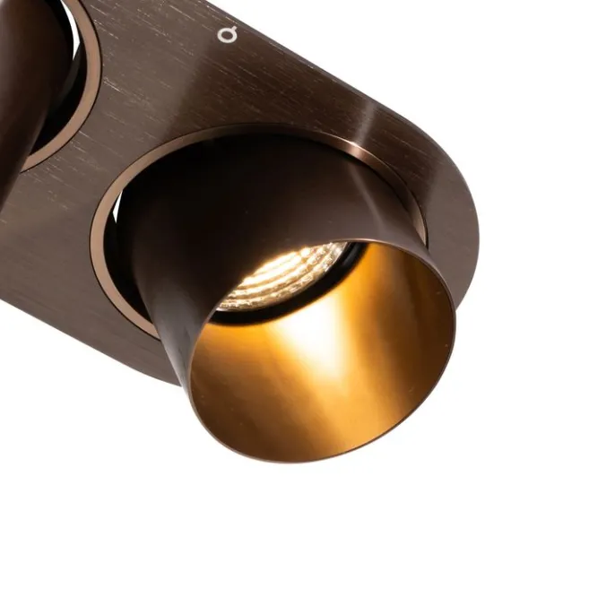 QAZQA Runder Einbau-Strahler Dunkelbronze GU10 70mm schwenkbar 2-flammig - Installa