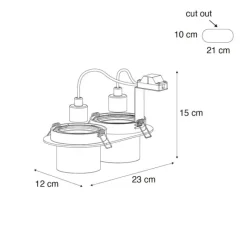 QAZQA Runder Einbau-Strahler Dunkelbronze GU10 70mm schwenkbar 2-flammig - Installa