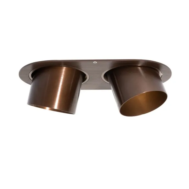 QAZQA Runder Einbau-Strahler Dunkelbronze GU10 70mm schwenkbar 2-flammig - Installa