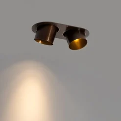 QAZQA Runder Einbau-Strahler Dunkelbronze GU10 70mm schwenkbar 2-flammig - Installa