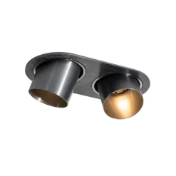 QAZQA Runder Einbau-Strahler Gunmetal GU10 50mm 2-flammig - Installa