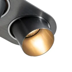 QAZQA Runder Einbau-Strahler Gunmetal GU10 50mm 2-flammig - Installa