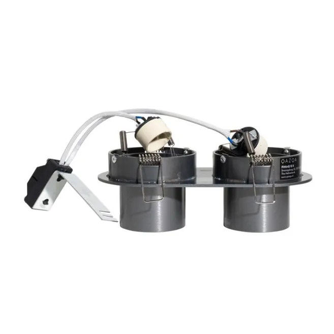 QAZQA Runder Einbau-Strahler Gunmetal GU10 50mm 2-flammig - Installa