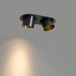 QAZQA Runder Einbau-Strahler Gunmetal GU10 70mm schwenkbar 2-flammig - Installa