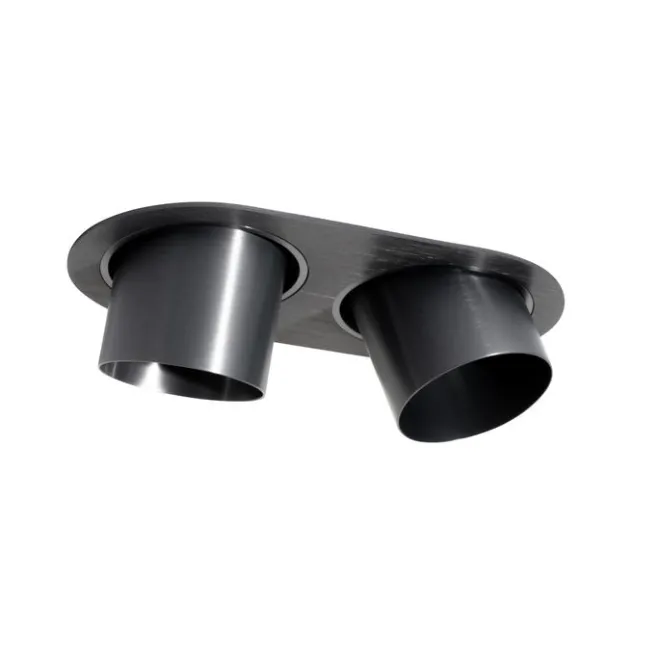 QAZQA Runder Einbau-Strahler Gunmetal GU10 70mm schwenkbar 2-flammig - Installa