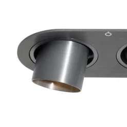 QAZQA Runder Einbau-Strahler Gunmetal GU10 35mm schwenkbar 2-flammig - Installa