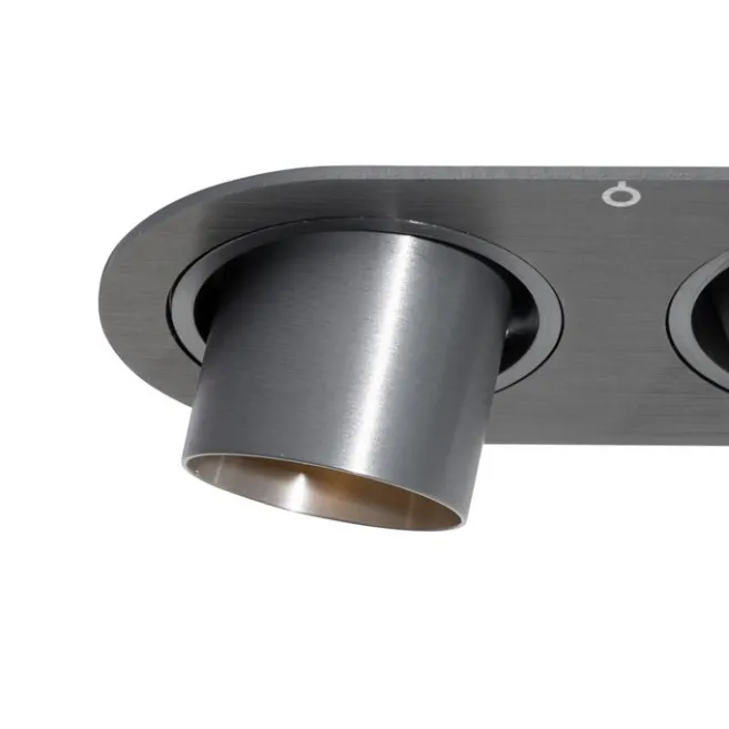 QAZQA Runder Einbau-Strahler Gunmetal GU10 35mm schwenkbar 2-flammig - Installa