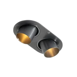 QAZQA Runder Einbau-Strahler Gunmetal GU10 35mm schwenkbar 2-flammig - Installa