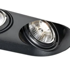 QAZQA Runder Einbau-Strahler schwarz GU10 70mm 2-flammig - Hubs