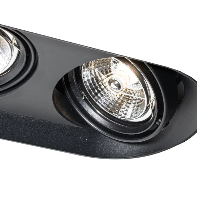 QAZQA Runder Einbau-Strahler schwarz GU10 70mm 2-flammig - Hubs