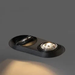 QAZQA Runder Einbau-Strahler schwarz GU10 70mm 2-flammig - Hubs