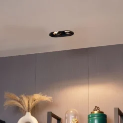 QAZQA Runder Einbau-Strahler schwarz GU10 70mm 2-flammig - Hubs